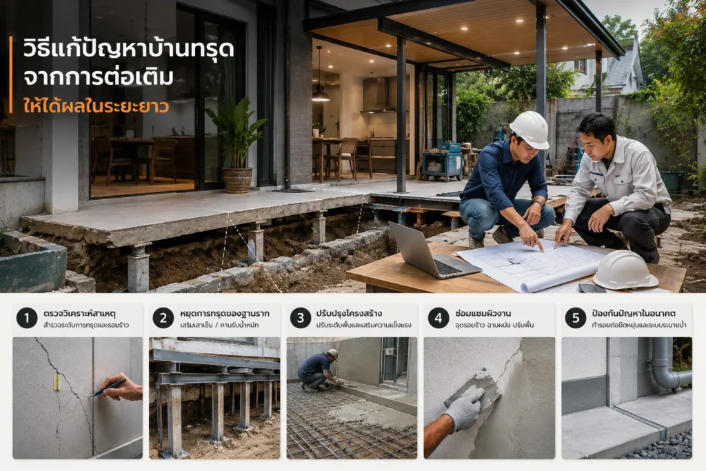 วิธีแก้ปัญหาบ้านทรุดจากการต่อเติม ให้ได้ผลในระยะยาว