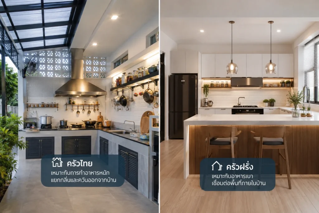 บ้านแบบไหนควรต่อเติมครัวไทย และบ้านแบบไหนเหมาะกับครัวฝรั่ง