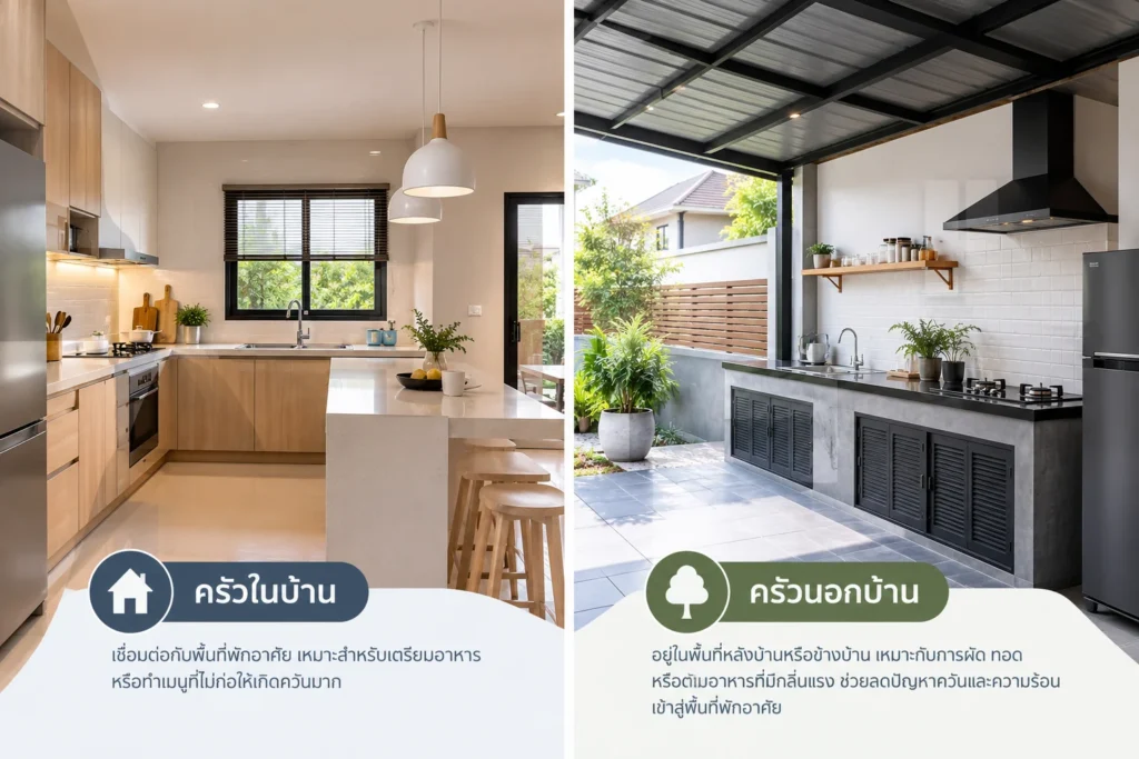 ต่อเติมครัวนอกบ้านกับในบ้าน ต่างกันอย่างไร?