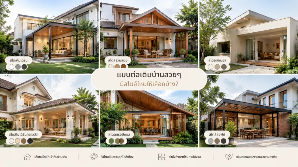 แบบต่อเติมบ้านสวยๆ มีสไตล์ไหนให้เลือกบ้าง?